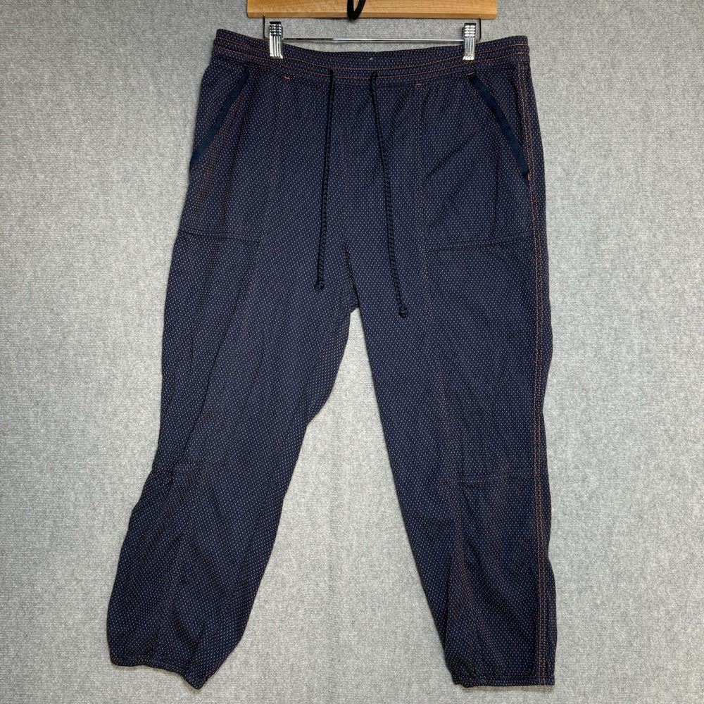 Anthropologie Pants Size Large Dylan Speckled Jogger Navy Blue/Orange  Highrise - Picture 2 of 7